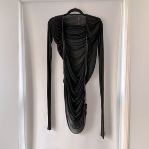RICK OWENS Lilies Ruched Zip Cardigan Jersey Angora XS 0
